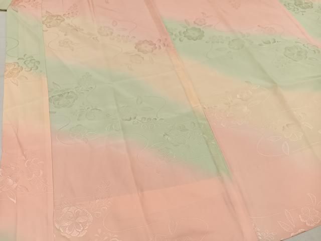 平和屋着物●振袖用長襦袢 無双仕立て 花地紋 暈し染め やまと誂製 正絹 逸品 AABN8338ph