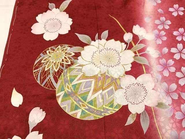 平和屋着物●豪華振袖 駒刺繍 花毬文 暈し染め 金彩 丹後ちりめん 仮絵羽 逸品 未使用 AABN8355ph