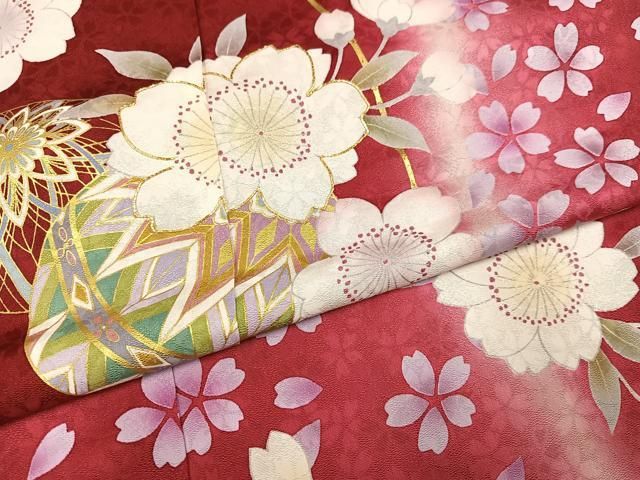 平和屋着物●豪華振袖 駒刺繍 花毬文 暈し染め 金彩 丹後ちりめん 仮絵羽 逸品 未使用 AABN8355ph