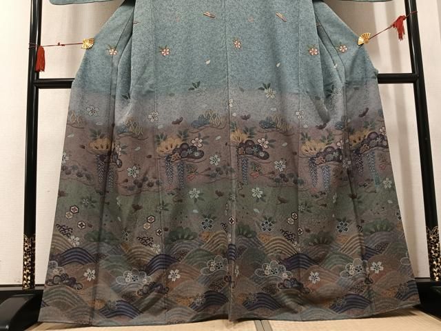 平和屋着物●訪問着 作家物 浜松花文 暈し染め 正絹 逸品 AABN8356ph