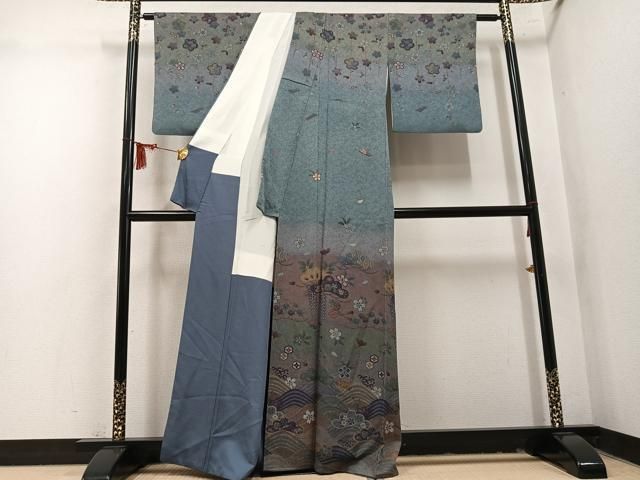 平和屋着物●訪問着 作家物 浜松花文 暈し染め 正絹 逸品 AABN8356ph