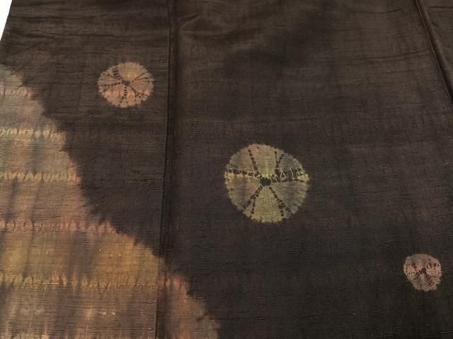 平和屋着物●訪問着 紬地 絞り 横段文 正絹 逸品 AABN8426ph
