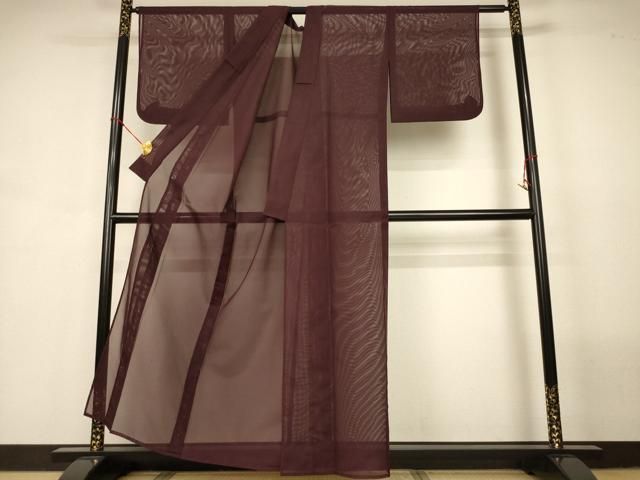 平和屋着物*夏物 色無地 絽 黒鳶色 洗える着物 AABN8489jd