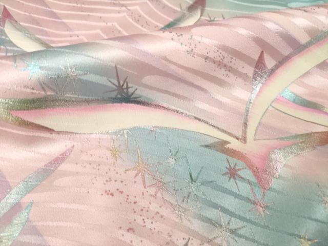 平和屋着物●豪華振袖 飛鶴文 暈し染め 金銀彩 正絹 逸品 AABN8728ck