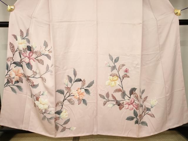 平和屋着物●訪問着 手描き 枝花文 正絹 逸品 AABN8743ck