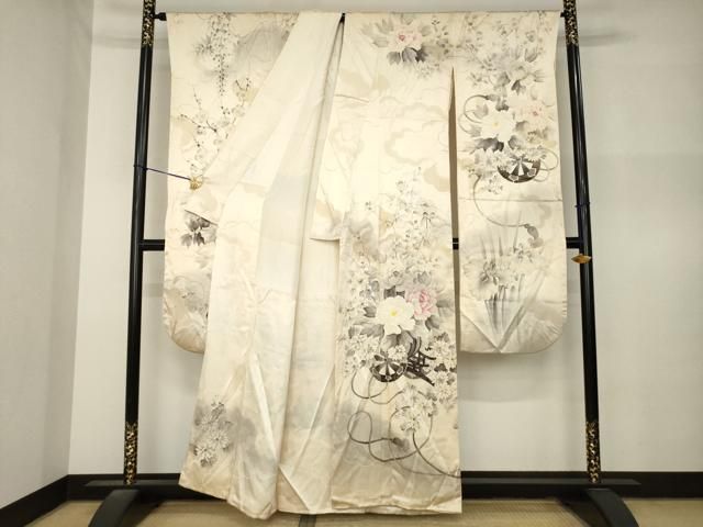 平和屋着物●豪華振袖 作家物 手描き 花車文 金彩 正絹 逸品 AABN8744ck