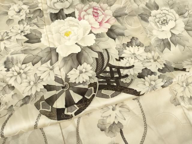 平和屋着物●豪華振袖 作家物 手描き 花車文 金彩 正絹 逸品 AABN8744ck
