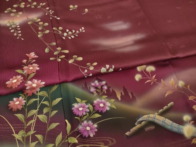 平和屋着物●訪問着 楽器花文 暈し染め やまと誂製 ロング丈 正絹 逸品 AABN8749ck