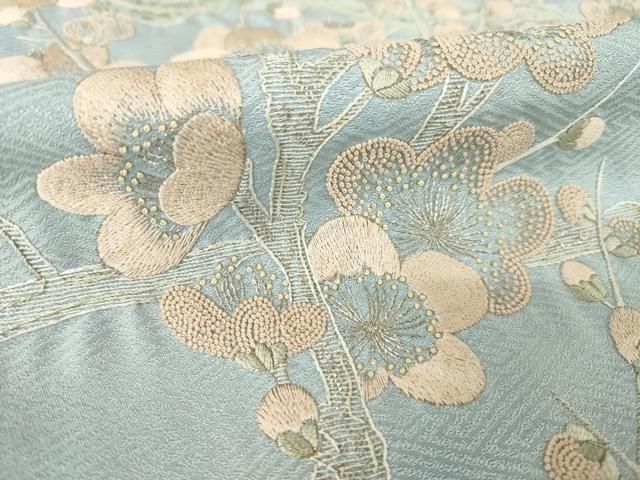 平和屋着物●中国三大刺繍 相良刺繍 総刺繍 訪問着 枝梅文 銀糸 正絹 逸品 AABN8753ck