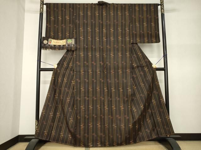 平和屋着物●国指定重要無形文化財 本場久米島紬 手織 証紙付き 正絹 逸品 未使用 AABN8762ck