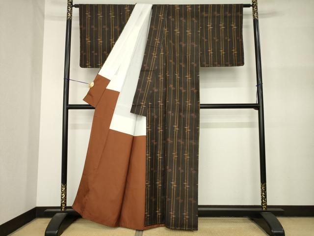 平和屋着物●国指定重要無形文化財 本場久米島紬 手織 証紙付き 正絹 逸品 未使用 AABN8762ck