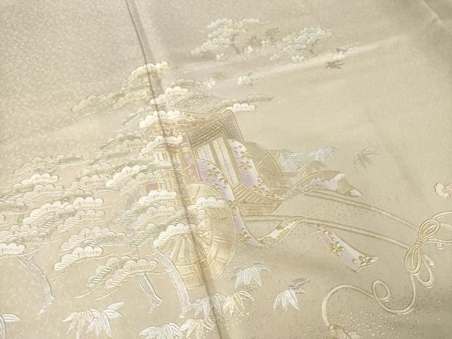 平和屋着物●金彩友禅 卓越技能者・名工・和田光正 訪問着 御所車花文 暈し染め 銀通し地 正絹 逸品 AABN8765ck