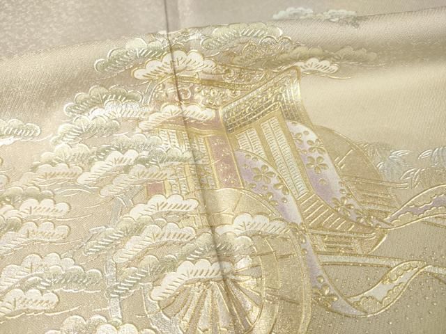 平和屋着物●金彩友禅 卓越技能者・名工・和田光正 訪問着 御所車花文 暈し染め 銀通し地 正絹 逸品 AABN8765ck
