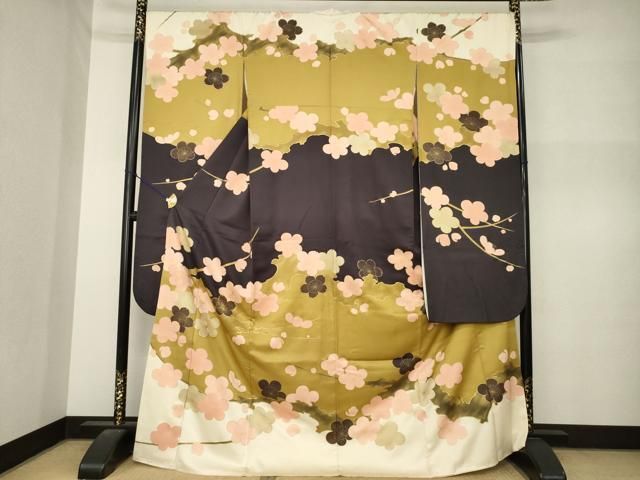 平和屋着物●ジャパンオートクチュール 渡辺雪三郎 振袖 刺繍 桜 金糸 金彩 ロング丈 正絹 逸品 AABN8772ck