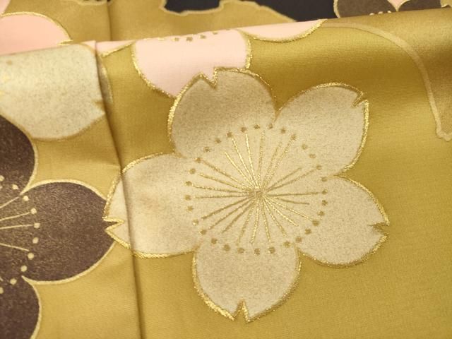 平和屋着物●ジャパンオートクチュール 渡辺雪三郎 振袖 刺繍 桜 金糸 金彩 ロング丈 正絹 逸品 AABN8772ck