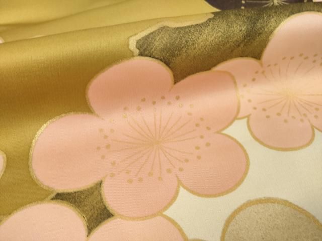 平和屋着物●ジャパンオートクチュール 渡辺雪三郎 振袖 刺繍 桜 金糸 金彩 ロング丈 正絹 逸品 AABN8772ck