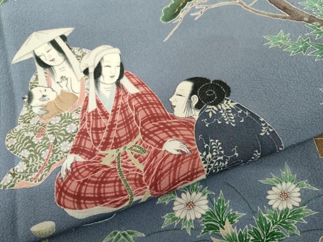 平和屋着物●本加賀友禅作家 浜谷豊右 豪華黒留袖 人物風景文 正絹 逸品 AABN9163cs