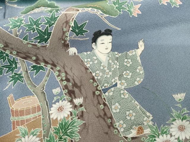 平和屋着物●本加賀友禅作家 浜谷豊右 豪華黒留袖 人物風景文 正絹 逸品 AABN9163cs
