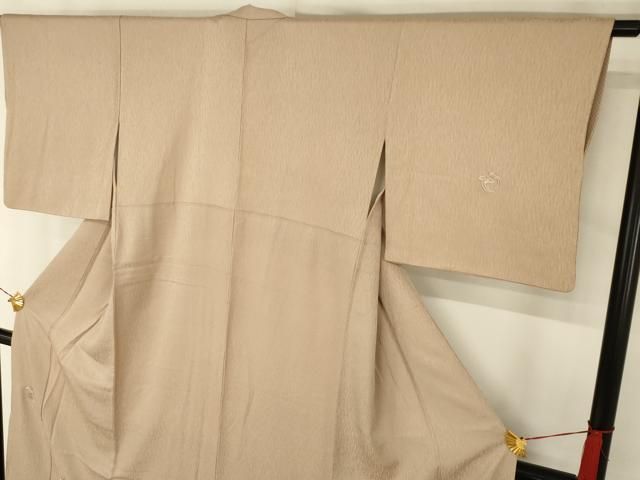 平和屋着物●無地絵羽訪問着 総刺繍 花丸文 白茶色地 正絹 逸品 AABN9168cs