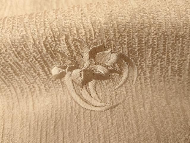 平和屋着物●無地絵羽訪問着 総刺繍 花丸文 白茶色地 正絹 逸品 AABN9168cs