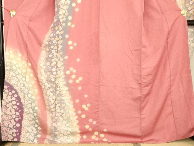 平和屋着物●豪華振袖 絞り 舞花文 金彩 金通し地 正絹 逸品 AABN9169cs