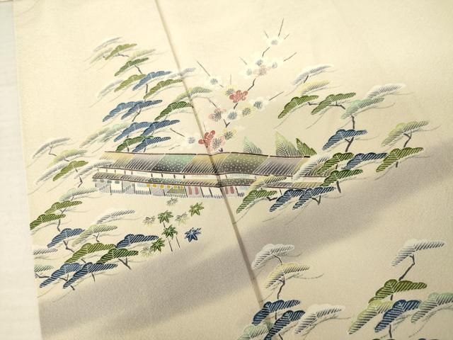 平和屋着物●京友禅の人間国宝 上野為二 訪問着 松竹梅風景文 暈し染め 正絹 逸品 AABN9172cs