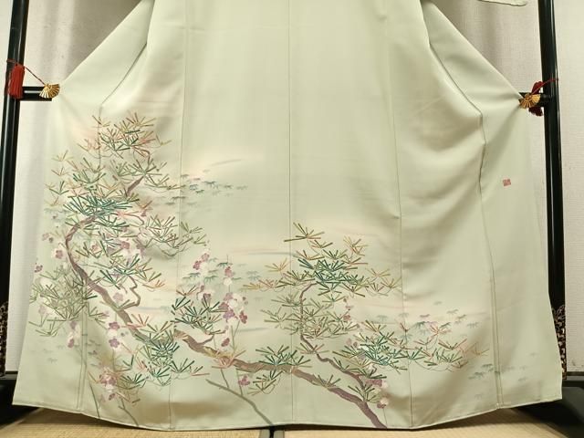 平和屋着物●訪問着 友禅 作家物 松竹梅 暈し染め 正絹 逸品 AABN9342fy
