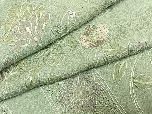 平和屋着物●中国三大刺繍 スワトウ刺繍 汕頭刺繍 相良刺繍 総刺繍 訪問着 花唐草熨斗文 正絹 逸品 AABN9348fy