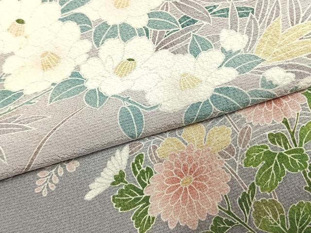 平和屋着物●訪問着 友禅 作家物 飛鶴枝花文 暈し染め 正絹 逸品 AABN9349fy