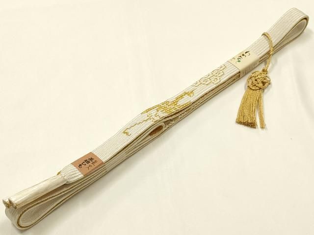 平和屋本店●和装小物 帯締め・帯揚げ・扇子セット 礼装用 高麗組 綾出し 亀房付き 長尺 総絞り 正絹 逸品 未使用 AABN9816ay