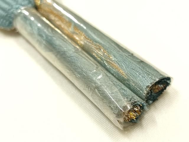 平和屋本店●和装小物 帯締め・帯揚げセット 高麗組 綾出し 霞花地紋 金銀糸 正絹 逸品 未使用 AABN9819ay
