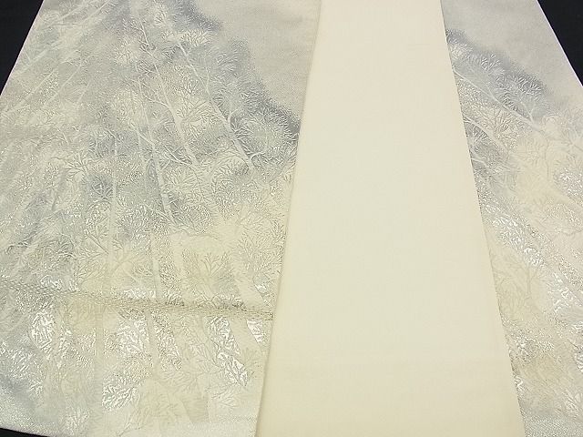 平和屋着物■六通柄袋帯 樹林文 銀糸 逸品 n-am0267