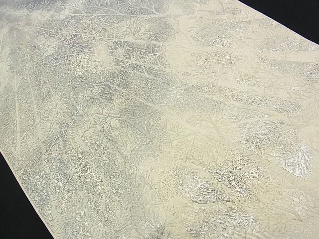 平和屋着物■六通柄袋帯 樹林文 銀糸 逸品 n-am0267