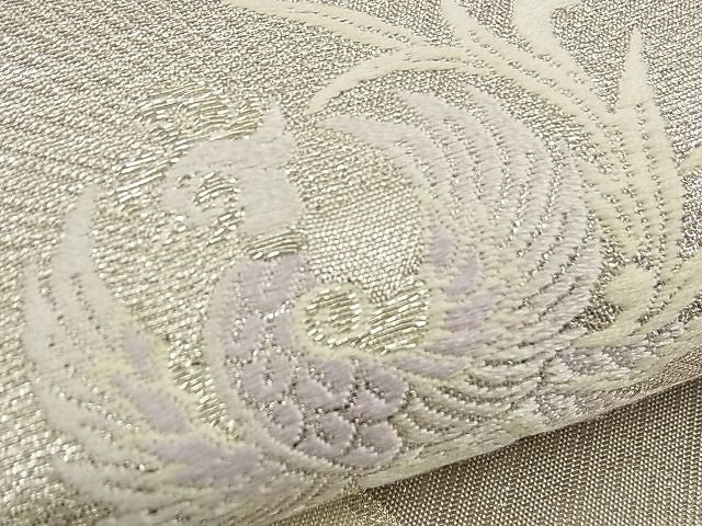 平和屋着物■六通柄袋帯 唐織 鳳凰菱吉祥文 銀糸 逸品 n-am0305