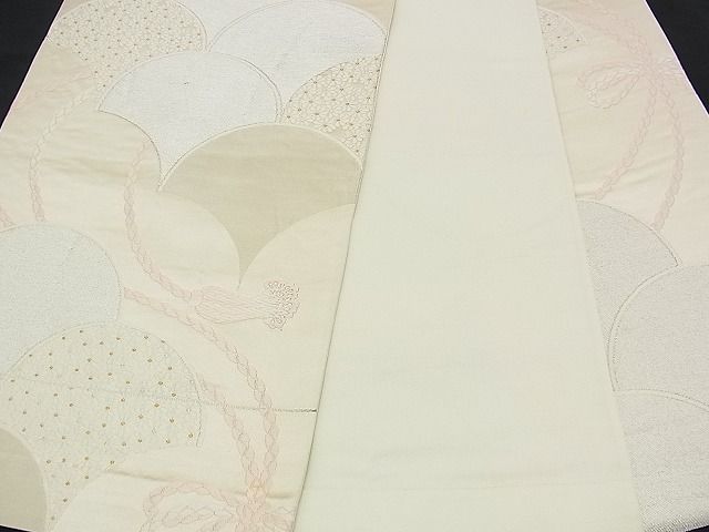 平和屋着物■六通柄袋帯 唐織 花青海波結び紐文 金銀糸 逸品 n-am0326