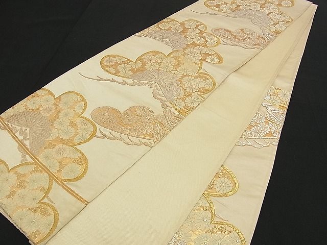平和屋着物■六通柄袋帯 唐織 菊松文 金銀糸 逸品 n-am0849