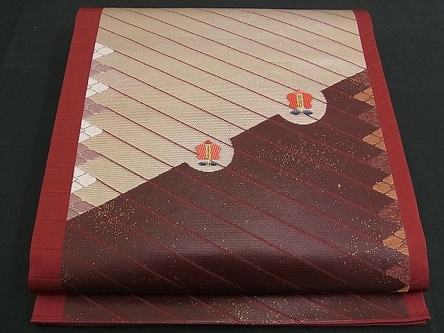 平和屋着物■六通太鼓柄袋帯 唐織 巧趣漆箔 金銀糸 逸品 n-am0856