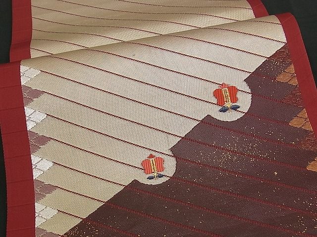 平和屋着物■六通太鼓柄袋帯 唐織 巧趣漆箔 金銀糸 逸品 n-am0856