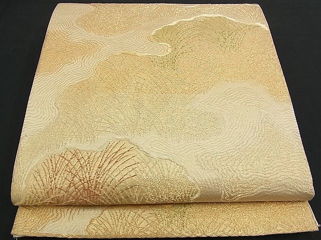 平和屋着物■六通柄袋帯 流水薄文 金糸 逸品 n-am0858