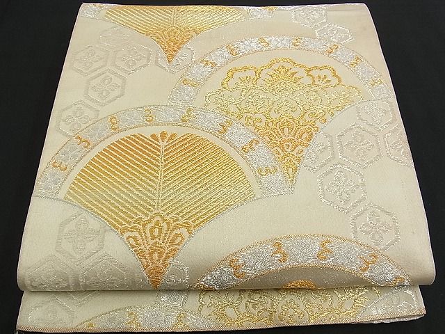 平和屋着物■全通柄袋帯 青海波吉祥花文 金銀糸 逸品 n-am0859