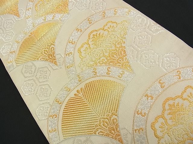 平和屋着物■全通柄袋帯 青海波吉祥花文 金銀糸 逸品 n-am0859