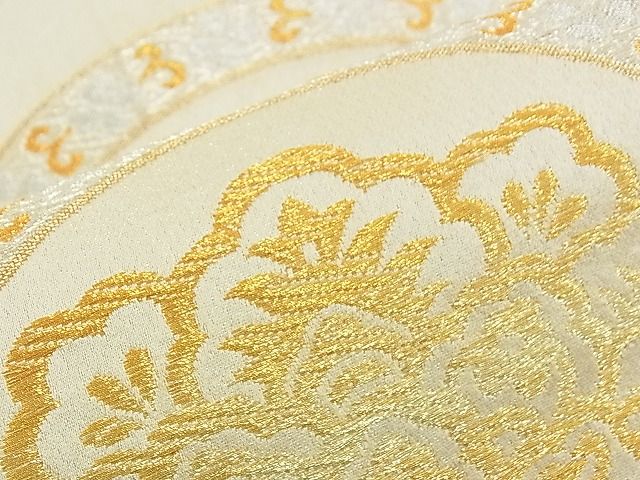 平和屋着物■全通柄袋帯 青海波吉祥花文 金銀糸 逸品 n-am0859