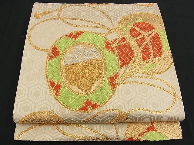 平和屋着物■六通柄袋帯 唐織 鼓吉祥文 金銀糸 逸品 n-am0900