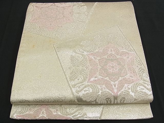平和屋着物■六通柄袋帯 唐織 色紙吉祥花文 銀糸 逸品 n-am0905