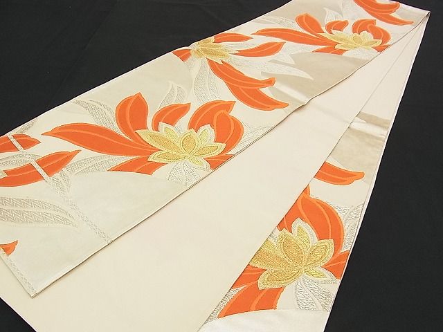 平和屋着物■六通柄袋帯 唐織 菊 金銀糸 逸品 n-am0906