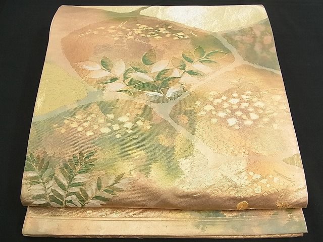 平和屋着物■六通柄袋帯 切嵌こぼれ松葉文 金糸 逸品 n-am0954