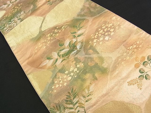 平和屋着物■六通柄袋帯 切嵌こぼれ松葉文 金糸 逸品 n-am0954