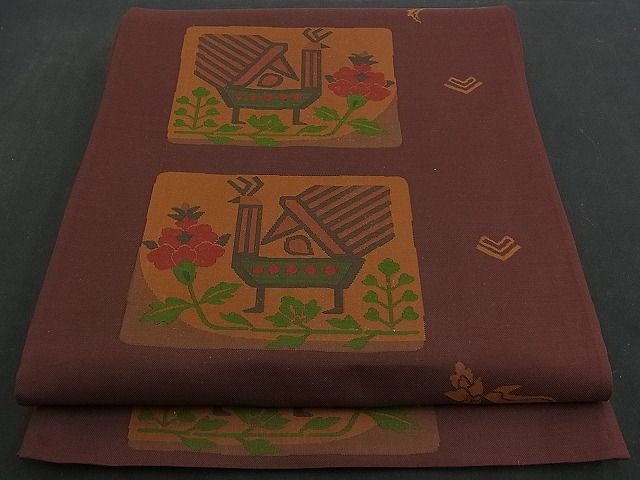 平和屋着物■六通柄袋帯 コプト花鳥文 きらら 雲母 逸品 n-am0999