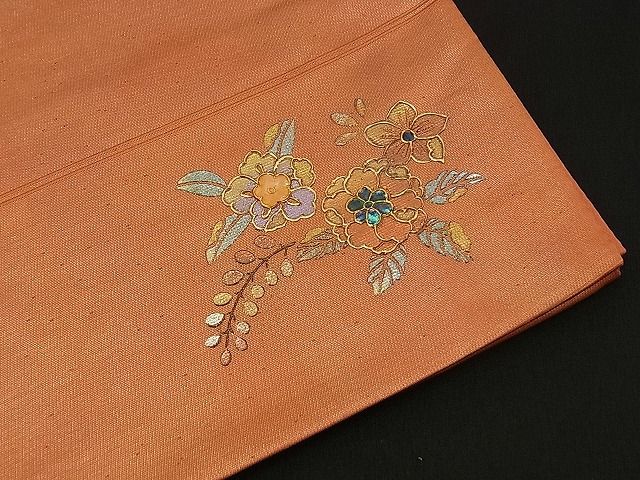 平和屋着物■工芸作家 青地常峰 螺鈿工芸金彩 六通柄袋帯 ワンポイント 草花文 引箔 金銀彩 逸品 n-am1090
