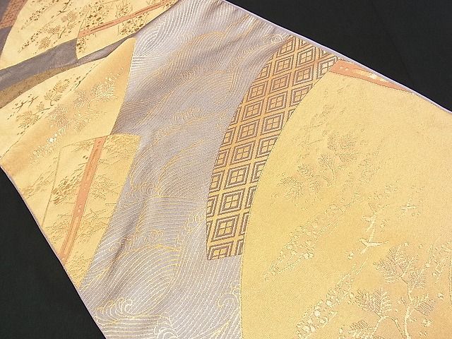 平和屋着物■六通柄袋帯 地紙経巻文 金糸 逸品 n-am1092